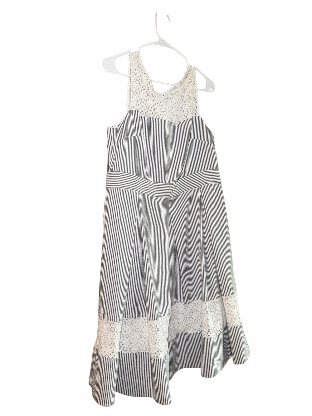 Women’s Striped Lace-Trim Dress - White & Black